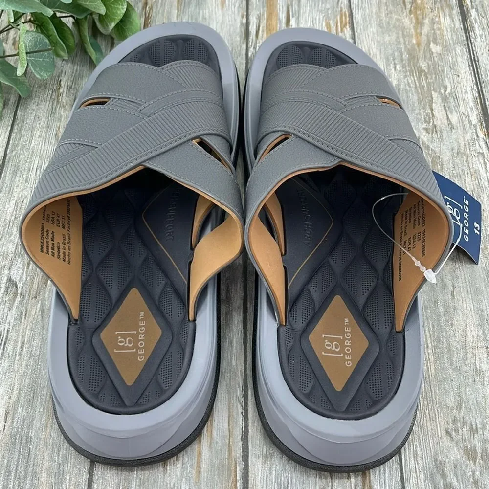 Men's Crossband Slide Sandals Shoes Size 13